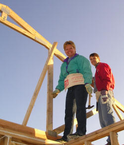 Volunteers working on construction site